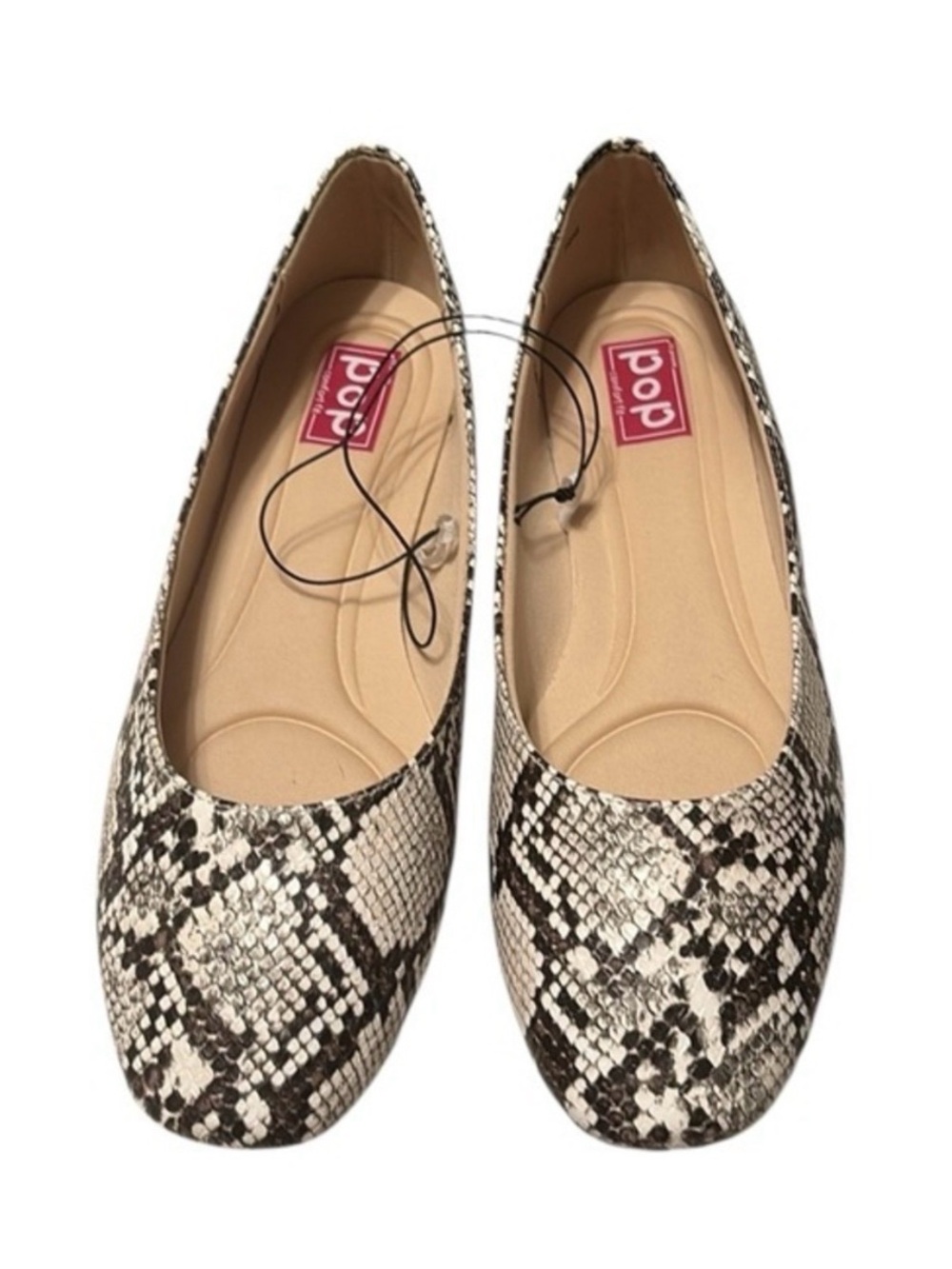 Pop Captive Faux Snakeskin Animal Print Ballet Flats Size 7.5 M